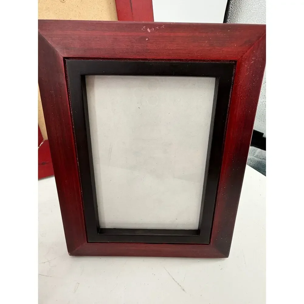 Wood Picture Frame Lot 4 Red Cherry Mahogany Tone 5x7 4x6 Oval Tabletop Decor